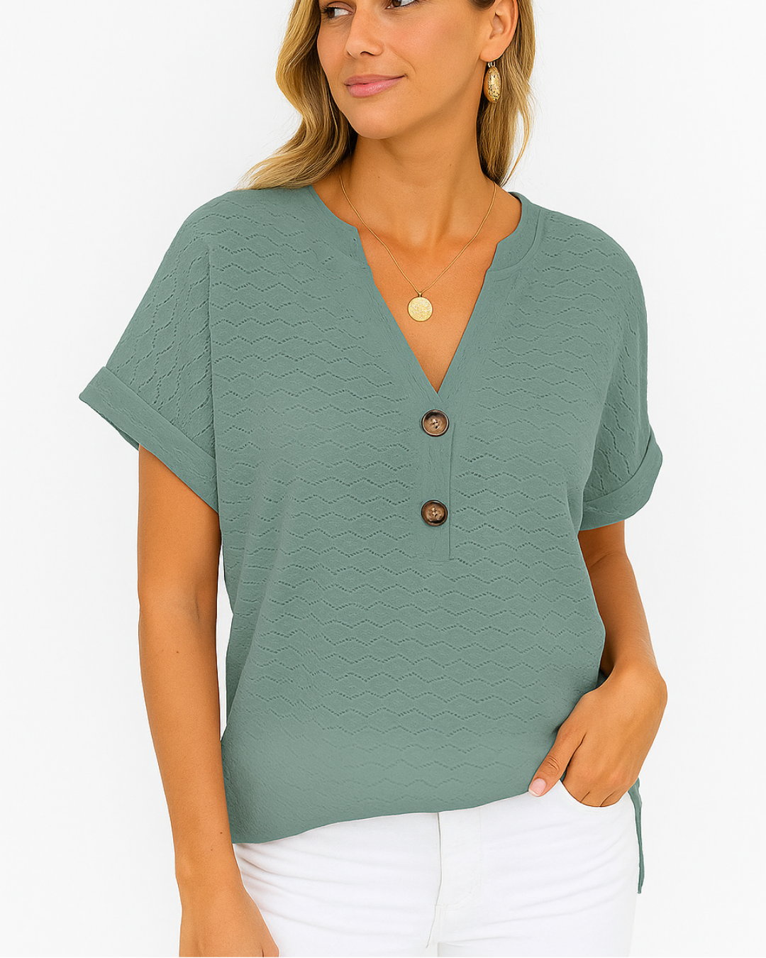 Women's V Neck Short Sleeve Top