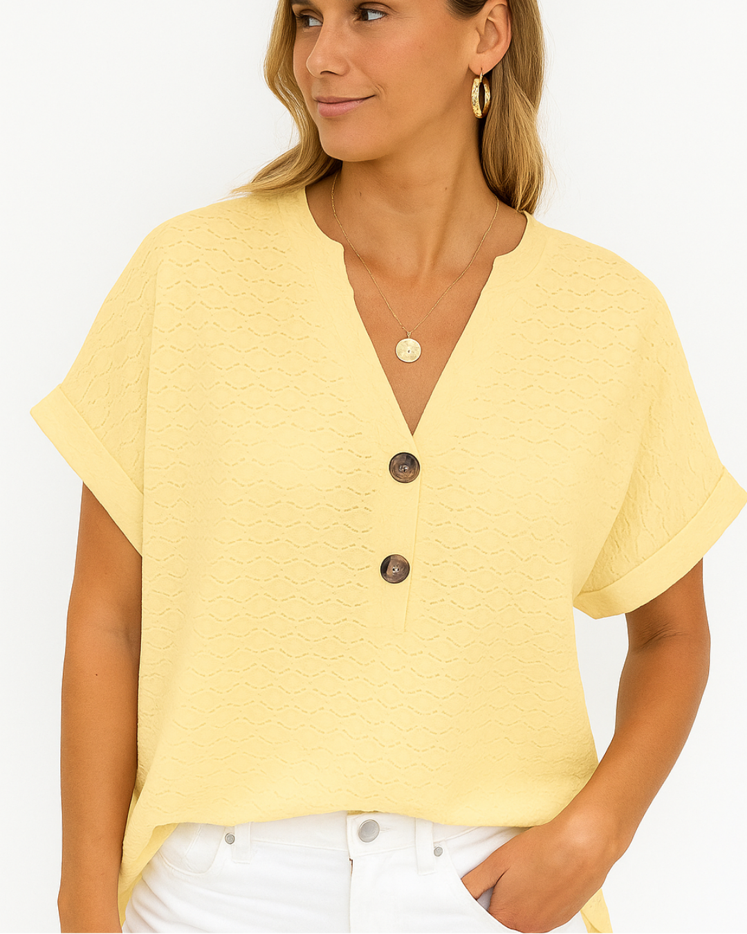 Women's V Neck Short Sleeve Top