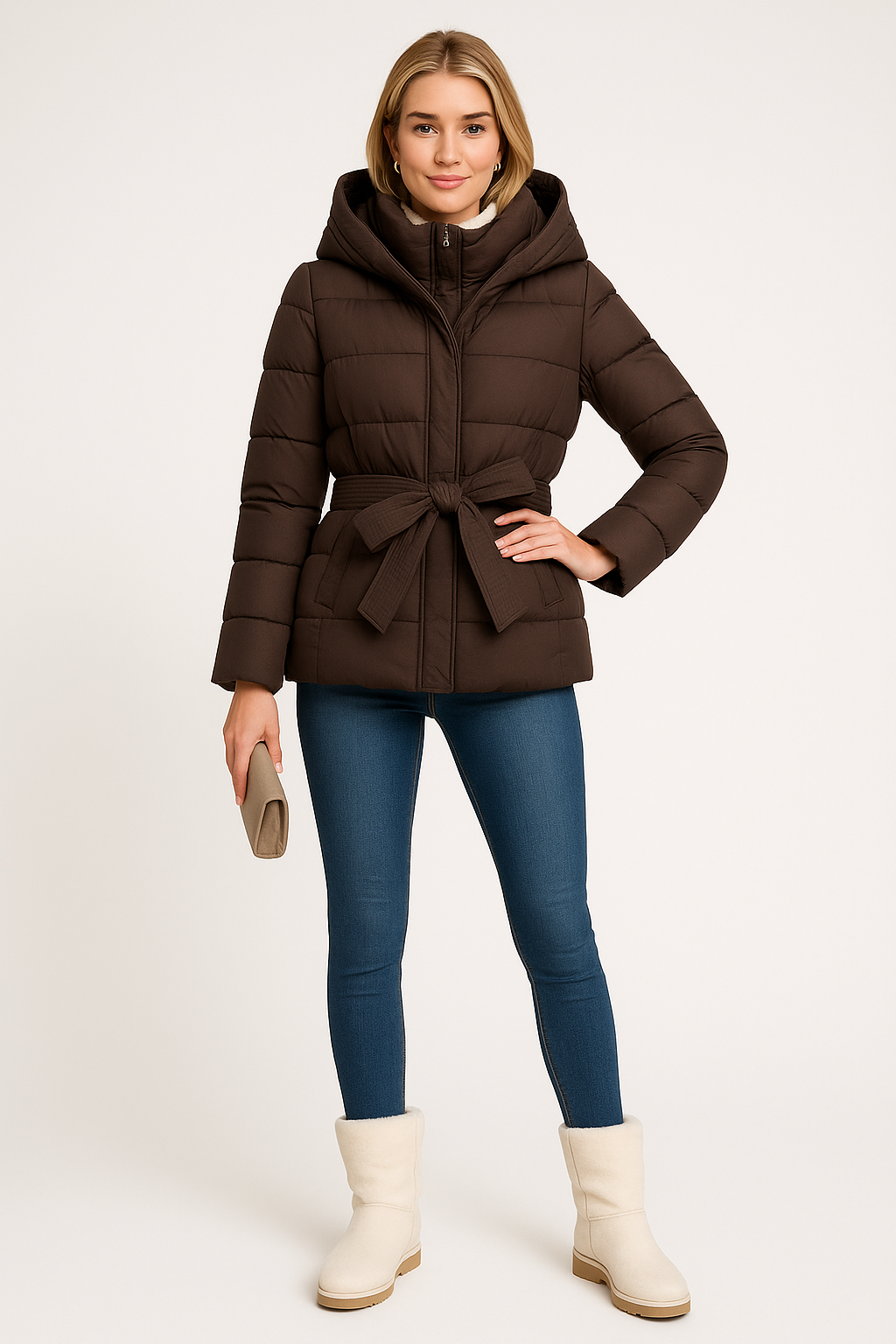 Women’s Belted Hooded Puffer Jacket