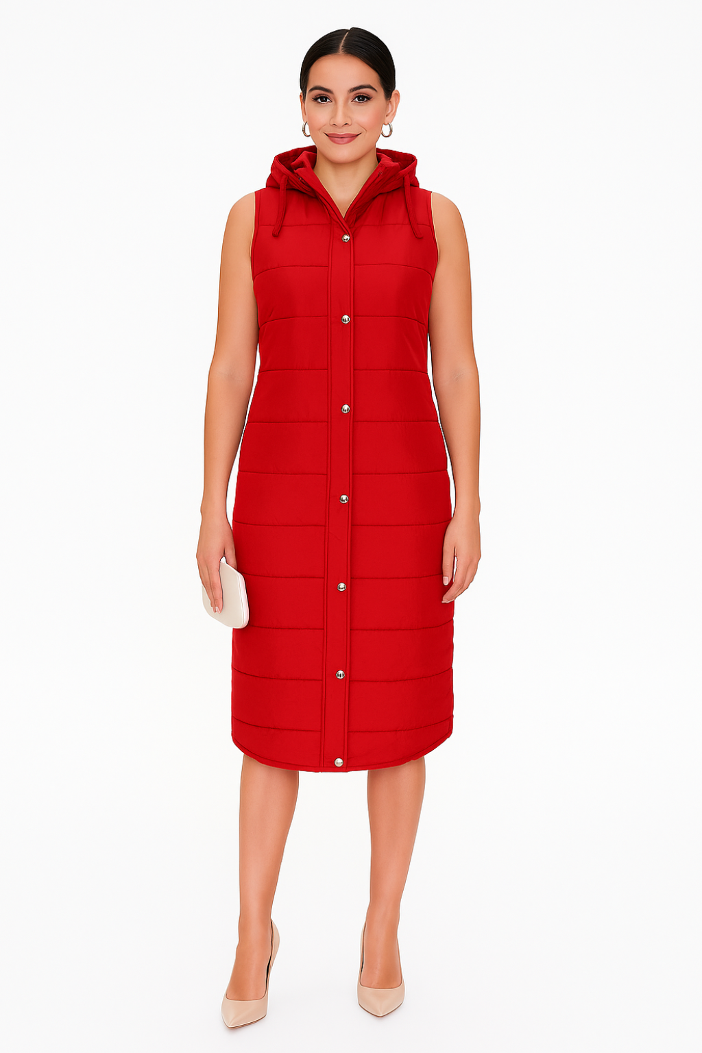 Women’s Long Puffer Vest with Hood