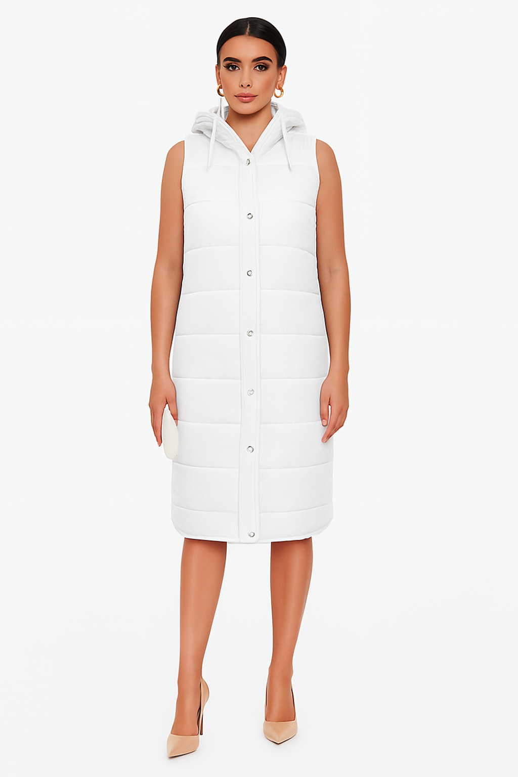 Women’s Long Puffer Vest with Hood