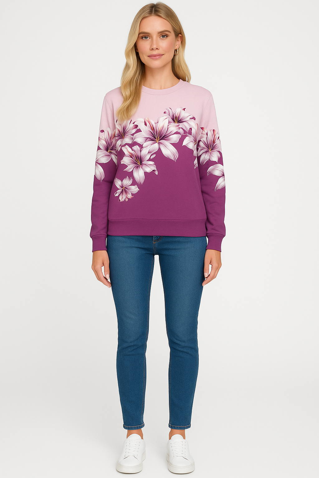 Women’s Floral Print Lightweight Sweatshirt