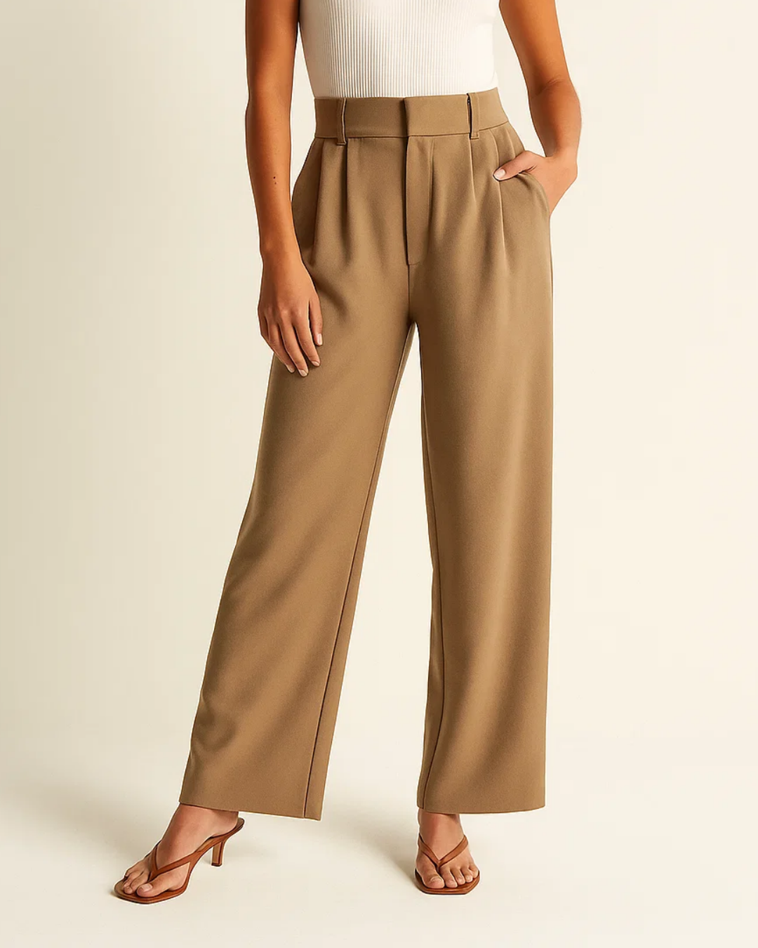 Women's High-Waisted Wide-Leg Trousers With Relaxed Fit