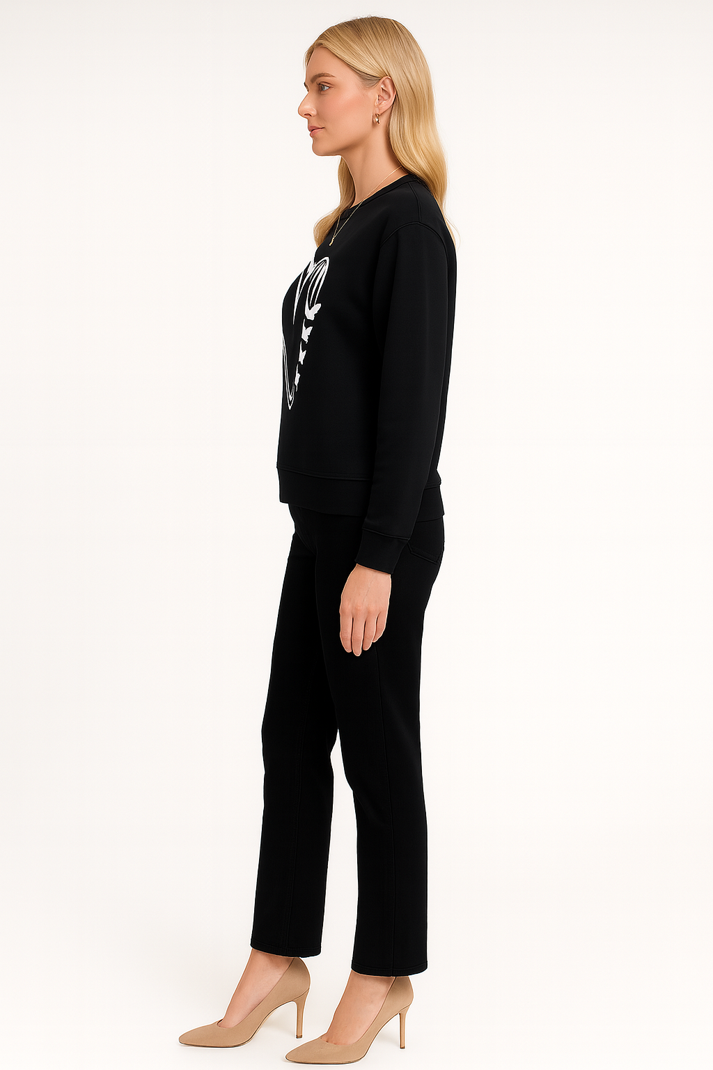 Women’s Knit Sweater with Heart Motif