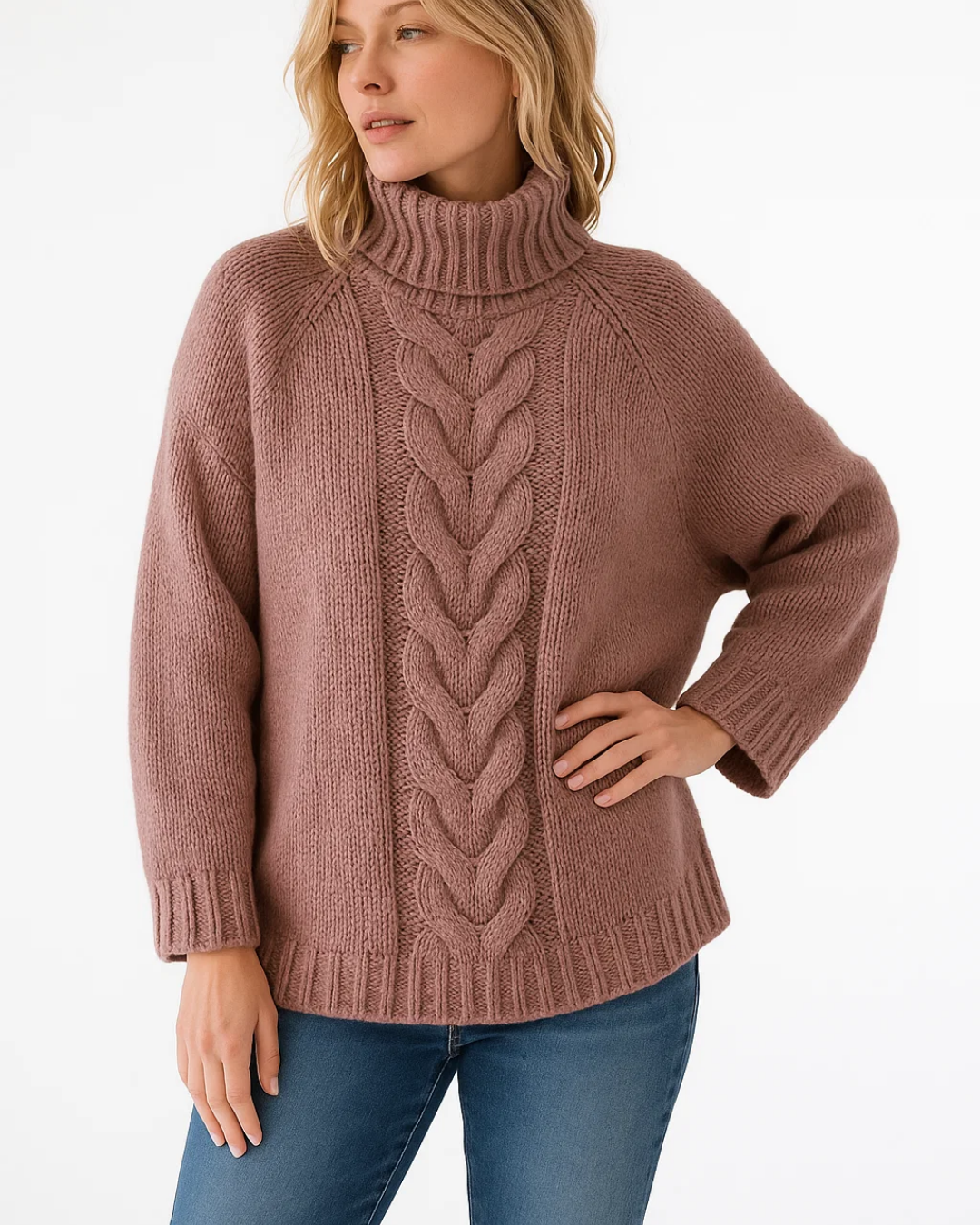 Women's Braided Design Knitted Sweater