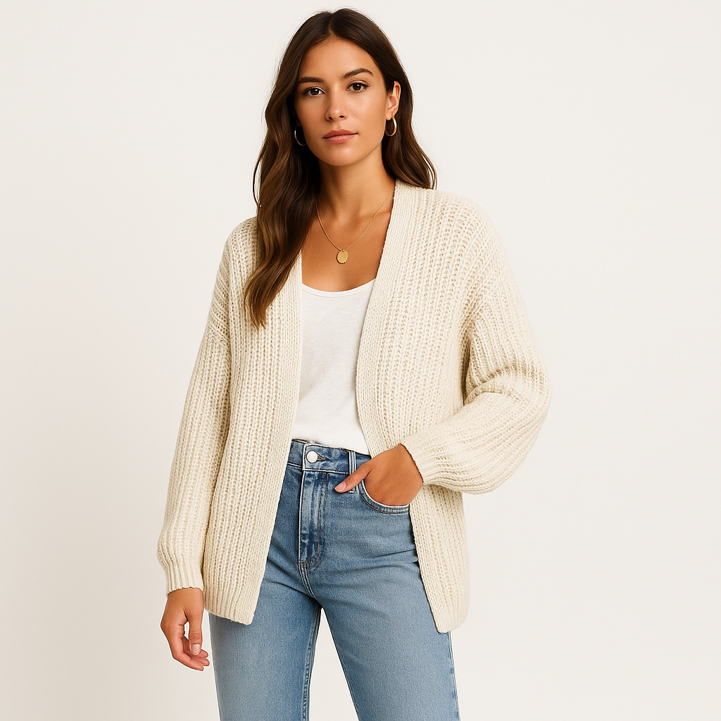Women's Casual Knit Cardigan with Open Front