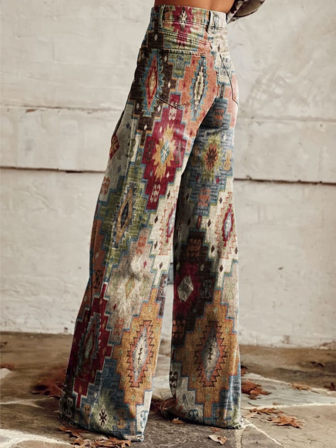 Ava | Vintage Geometric Wide Leg Pants for Women