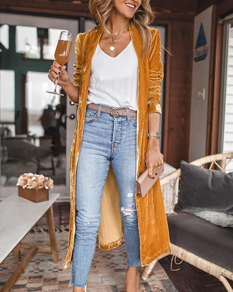 Madison | Women's Velvet Longline Cardigan