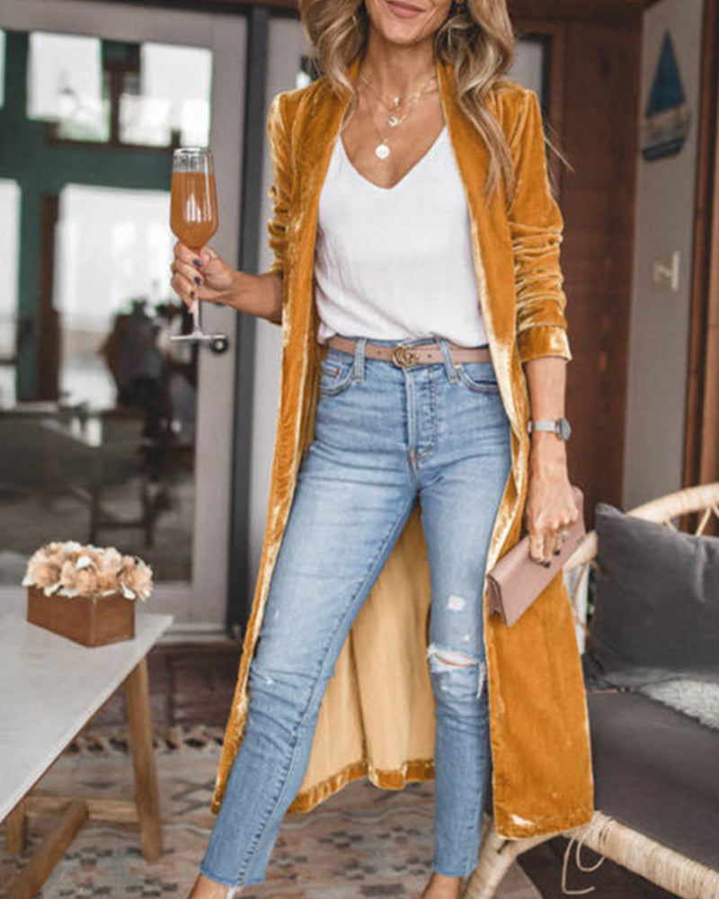 Madison | Women's Velvet Longline Cardigan