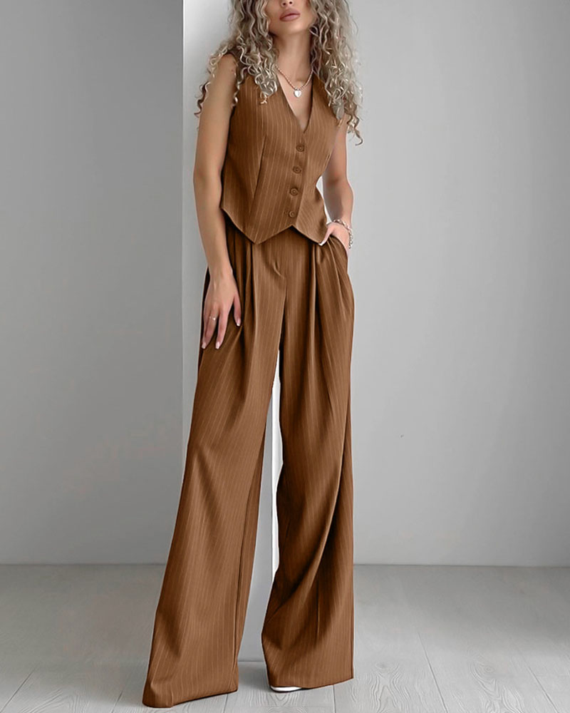 Emilia | Women's Pinstriped Vest and Trousers Set