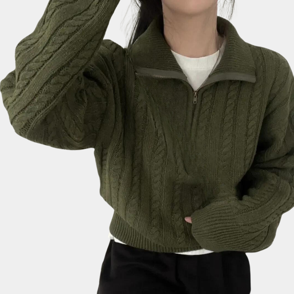 Holly | Cable-Knit Half-Zip Sweater for Women