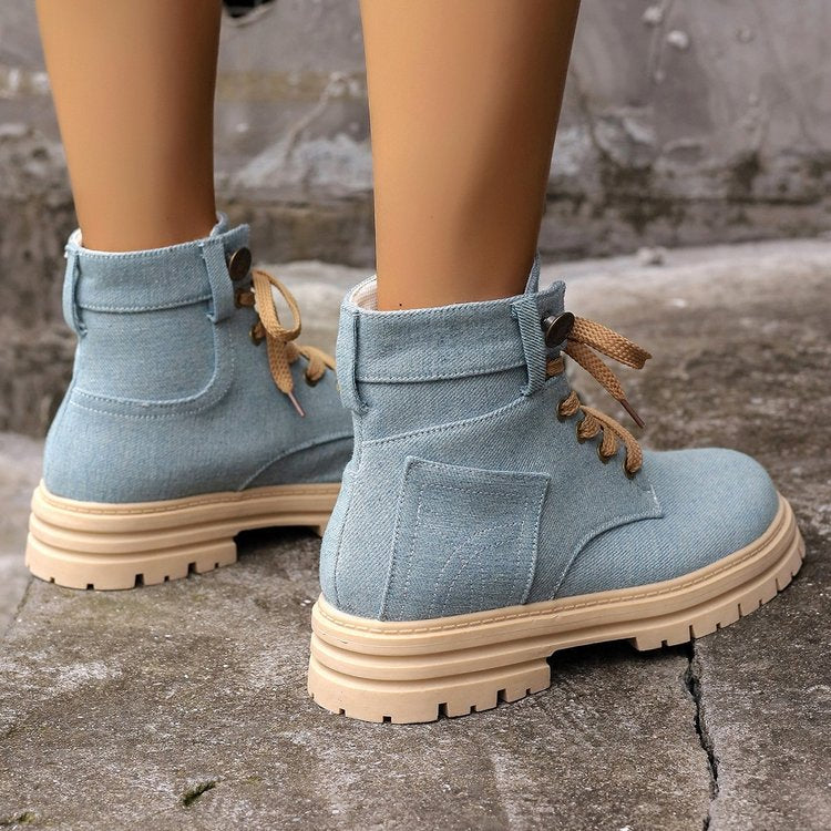 Cotton Blend Ankle Boots – Lace-Up & Extra Stability