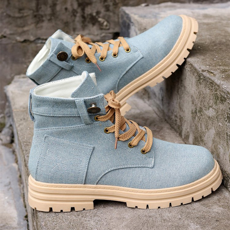 Cotton Blend Ankle Boots – Lace-Up & Extra Stability