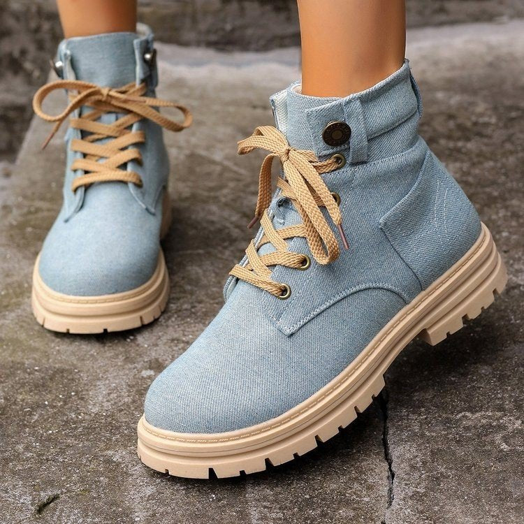 Cotton Blend Ankle Boots – Lace-Up & Extra Stability