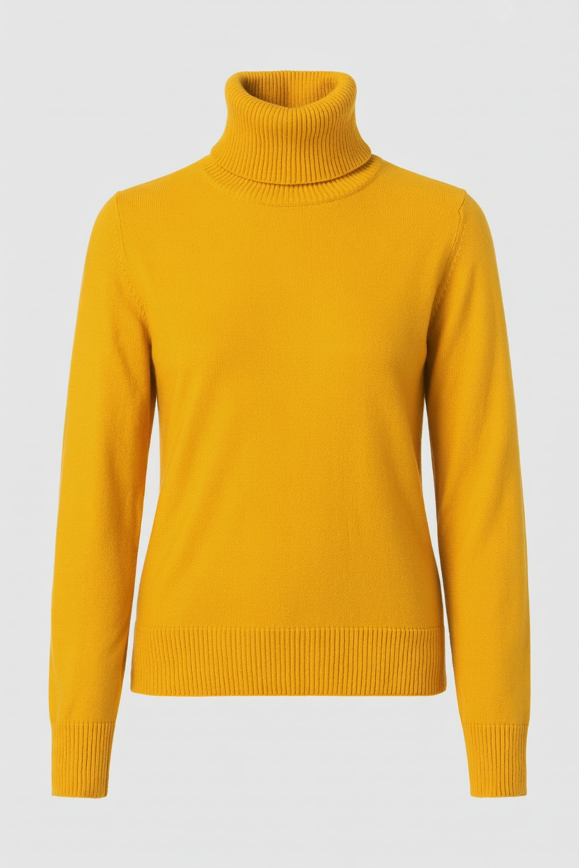 Yellow Fleece Lined Thermal Turtleneck