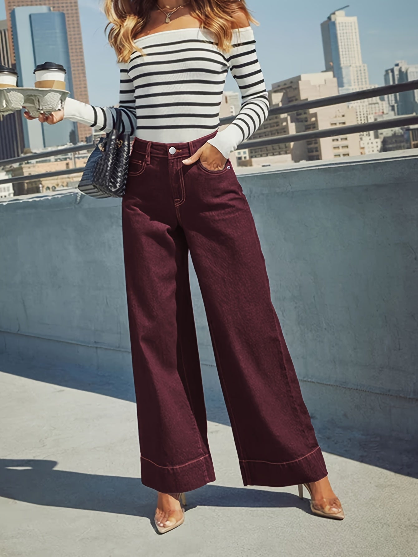 Cotton Blend Jeans – Wide Legs and Comfortable Fit