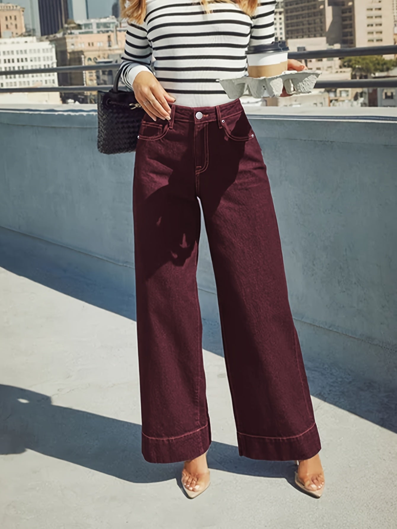 Cotton Blend Jeans – Wide Legs and Comfortable Fit