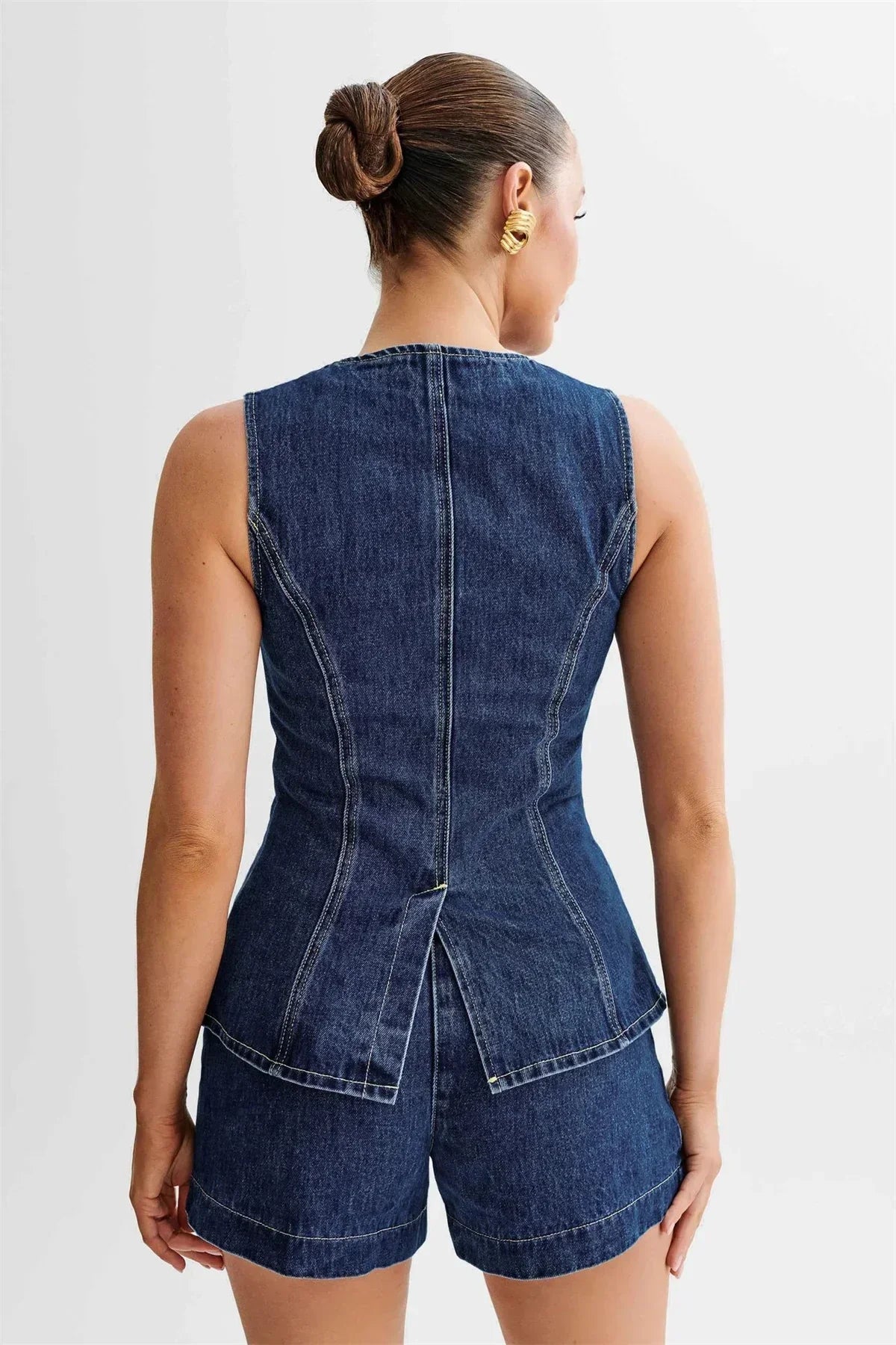 Ellie | Women's Casual Summer Blue Denim Shorts Set