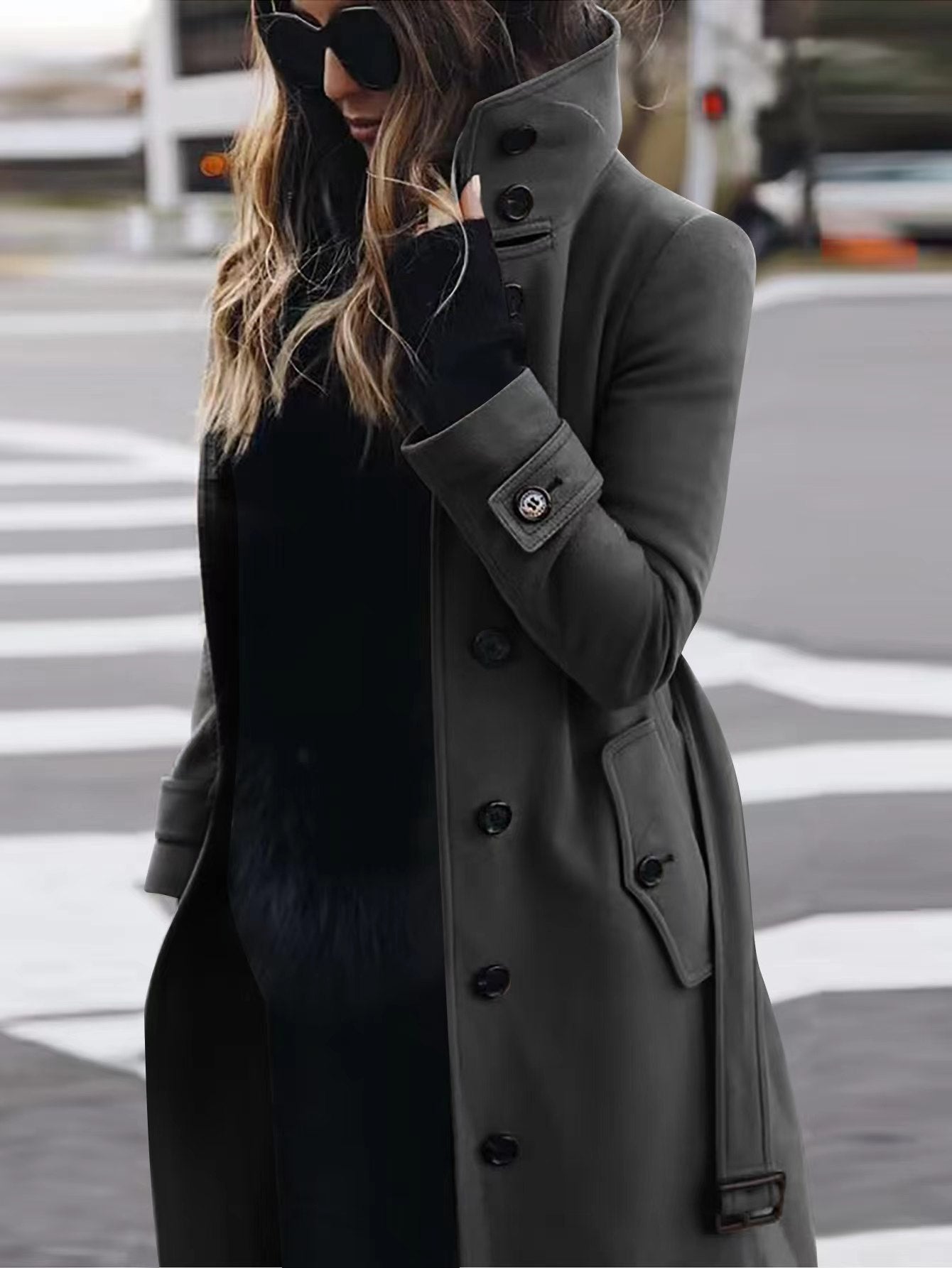 Thalia | Women's Single-Breasted Long Coat