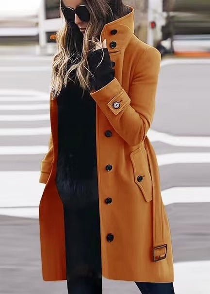 Thalia | Women's Single-Breasted Long Coat