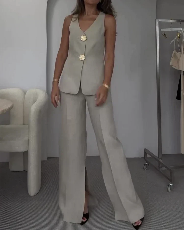 Sofia | Women's Blazer and Linen Outfit Set