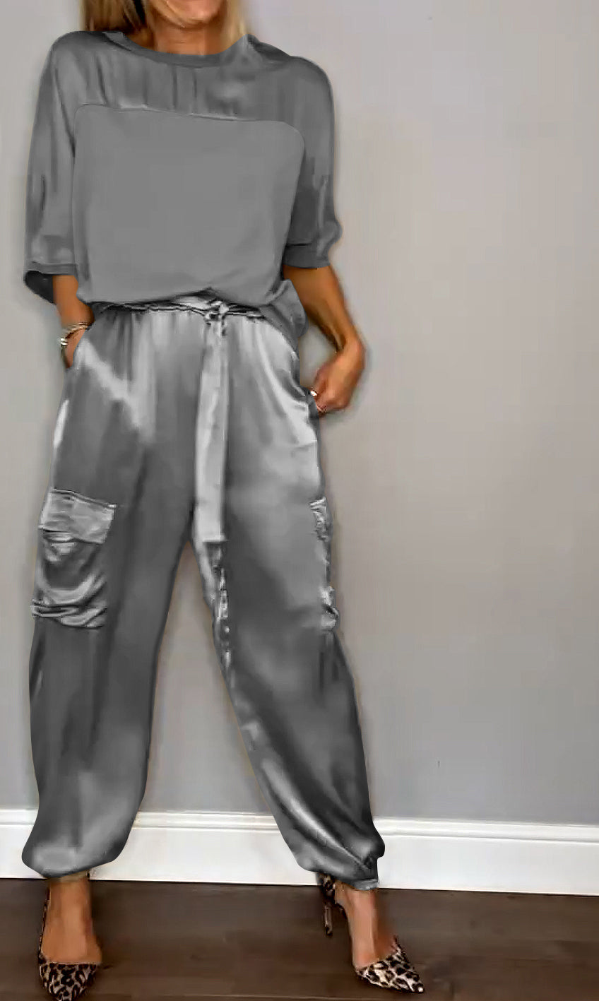 Ella | Women's Formal Outfit Two Piece Satin Suit