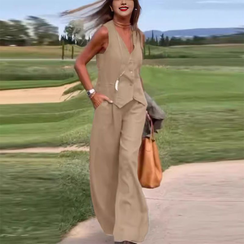 Eloise | Women's Linen Vest and Pants Outfit Set